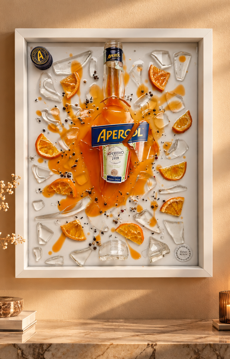 Aperol-fal art elegáns nappaliban