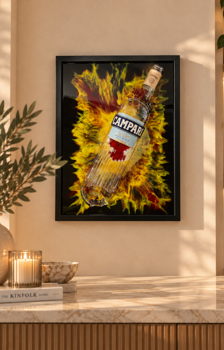 Elegáns otthoni bár Campari művészettel